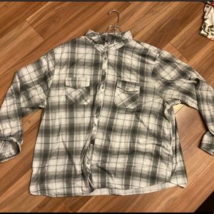 Grey plaid button down flannel